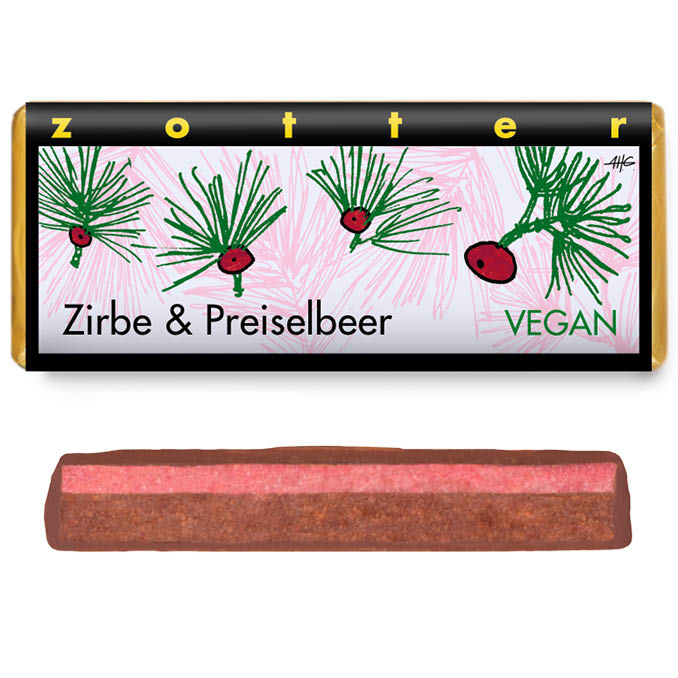 Zotter Bio Zirbe + Preiselbeer Schokolade 70g