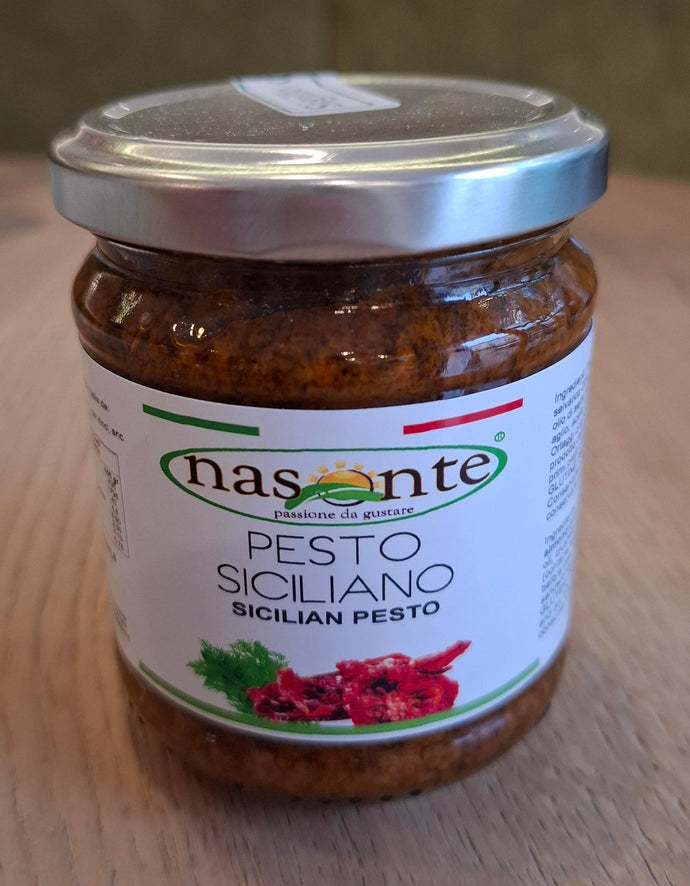 Nasonte Pesto Siciliano Sizilianisches Pesto mit Mandeln, Pinienkernen, wildem Fenchel und Corinth Rosinen 180g