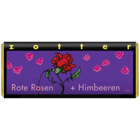 Zotter Bio Schokolade Rote Rosen + Himbeeren 70 g