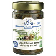 Mani Bläuel BIO Grüne & Kalamata Oliven entkernt 175 g