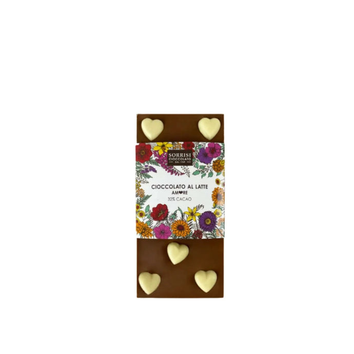 Boella&Sorrisi Milchschokolade Amore mit weißen Herzen 80g